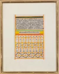 Two Sanskrit Manuscript Leaves 9 3/8 x 6 1/2 inches.