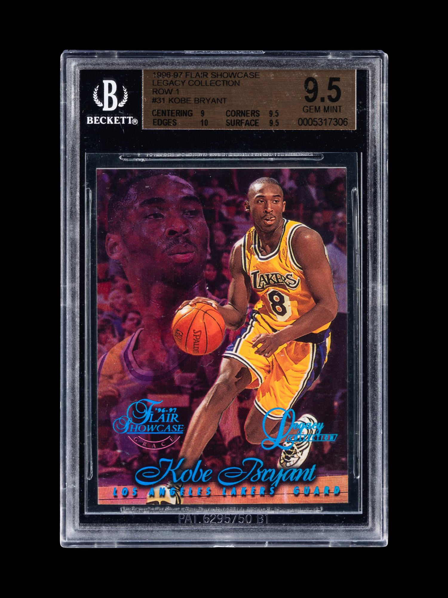 A 1996-97 Flair Showcase Legacy Collection Row 1 Kobe Bryant Rookie Card (BGS 9.5 GEM MINT), Pop 10, Only One Graded Higher