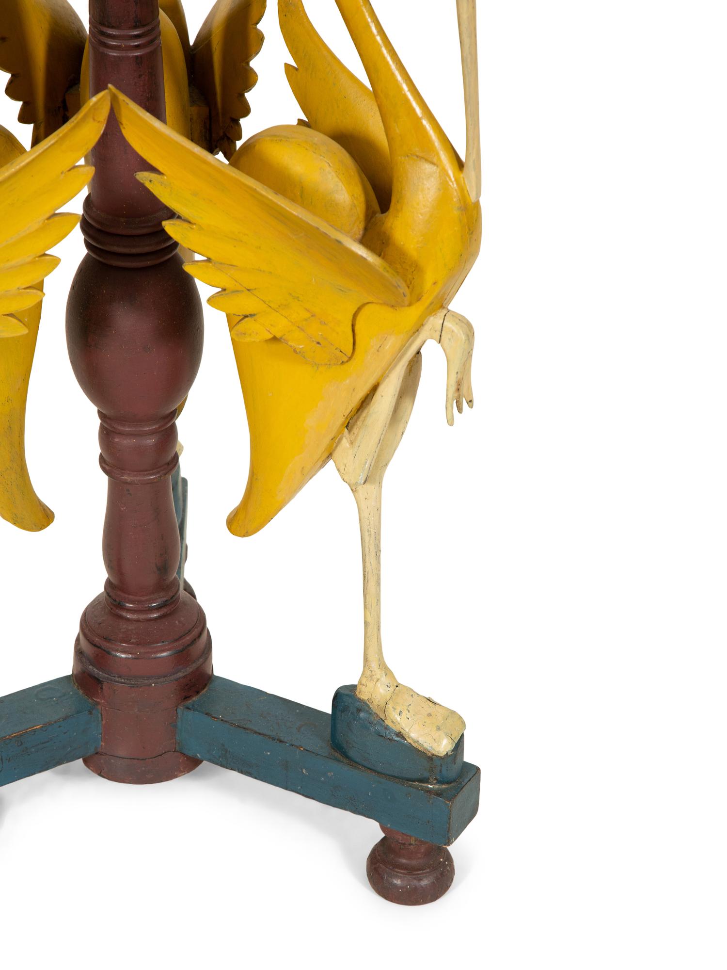 A Whimsical Italian Painted Figural Stork Pedestal Table