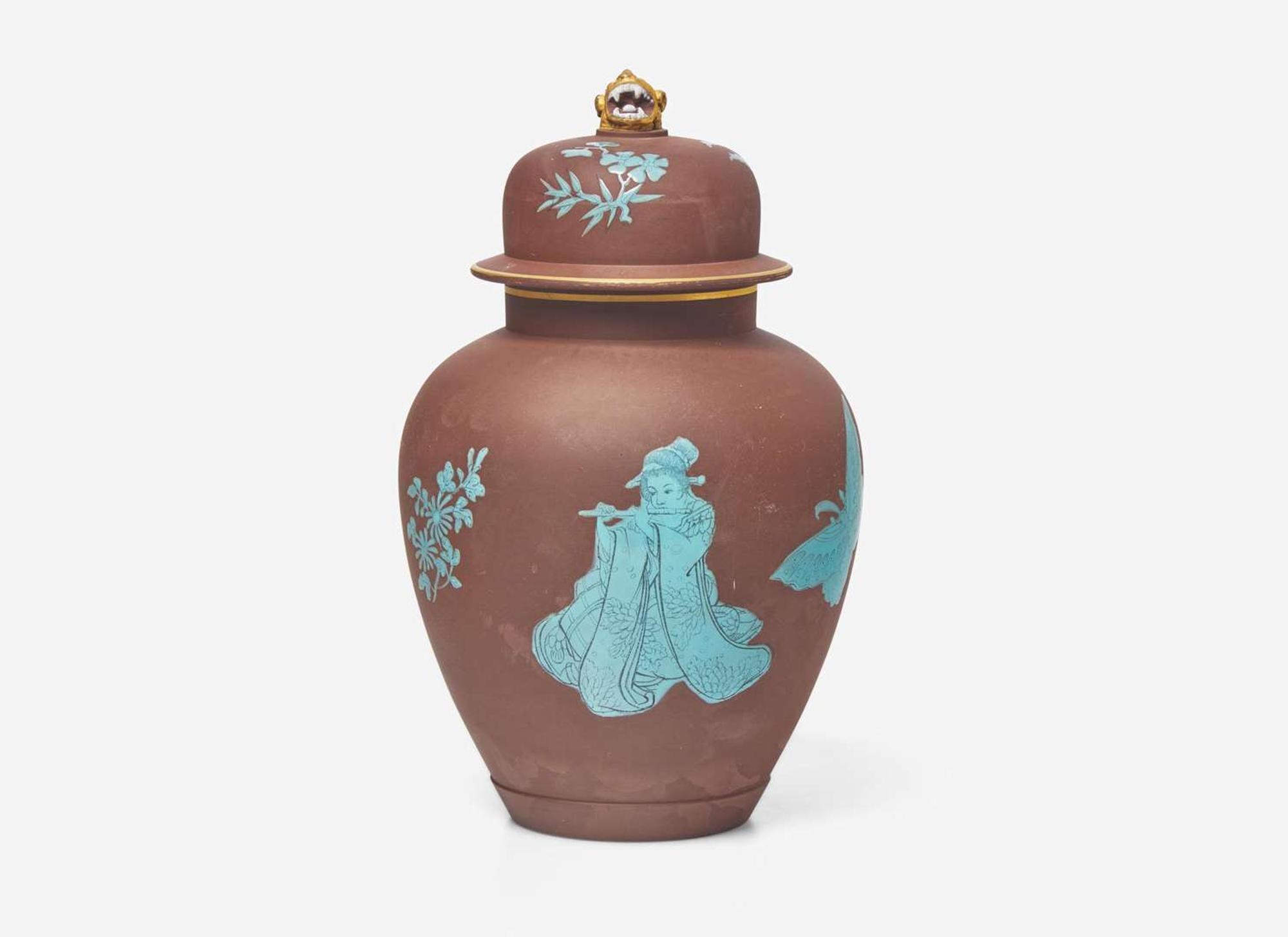 A Wedgwood Brown Stoneware Lidded Jar, UK, 1864