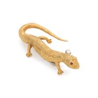 YELLOW GOLD AND DIAMOND LIZARD BROOCH