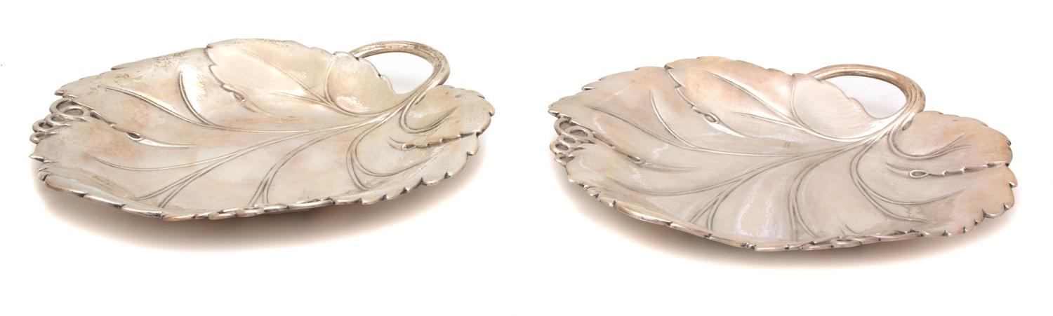 A Pair of American Silver Leaf-Form Dishes, Roger Bros., 20th Century,