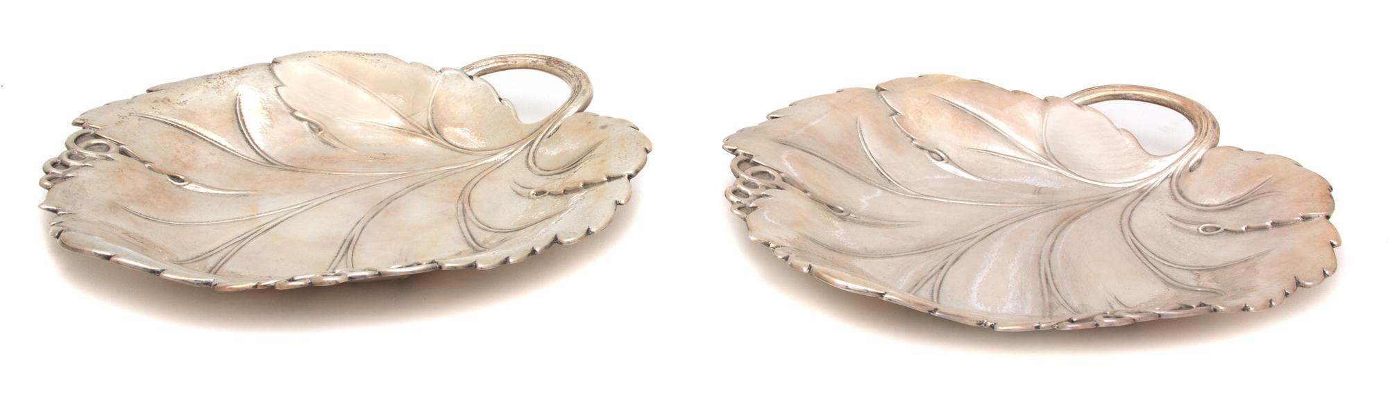 A Pair of American Silver Leaf-Form Dishes, Roger Bros., 20th Century,