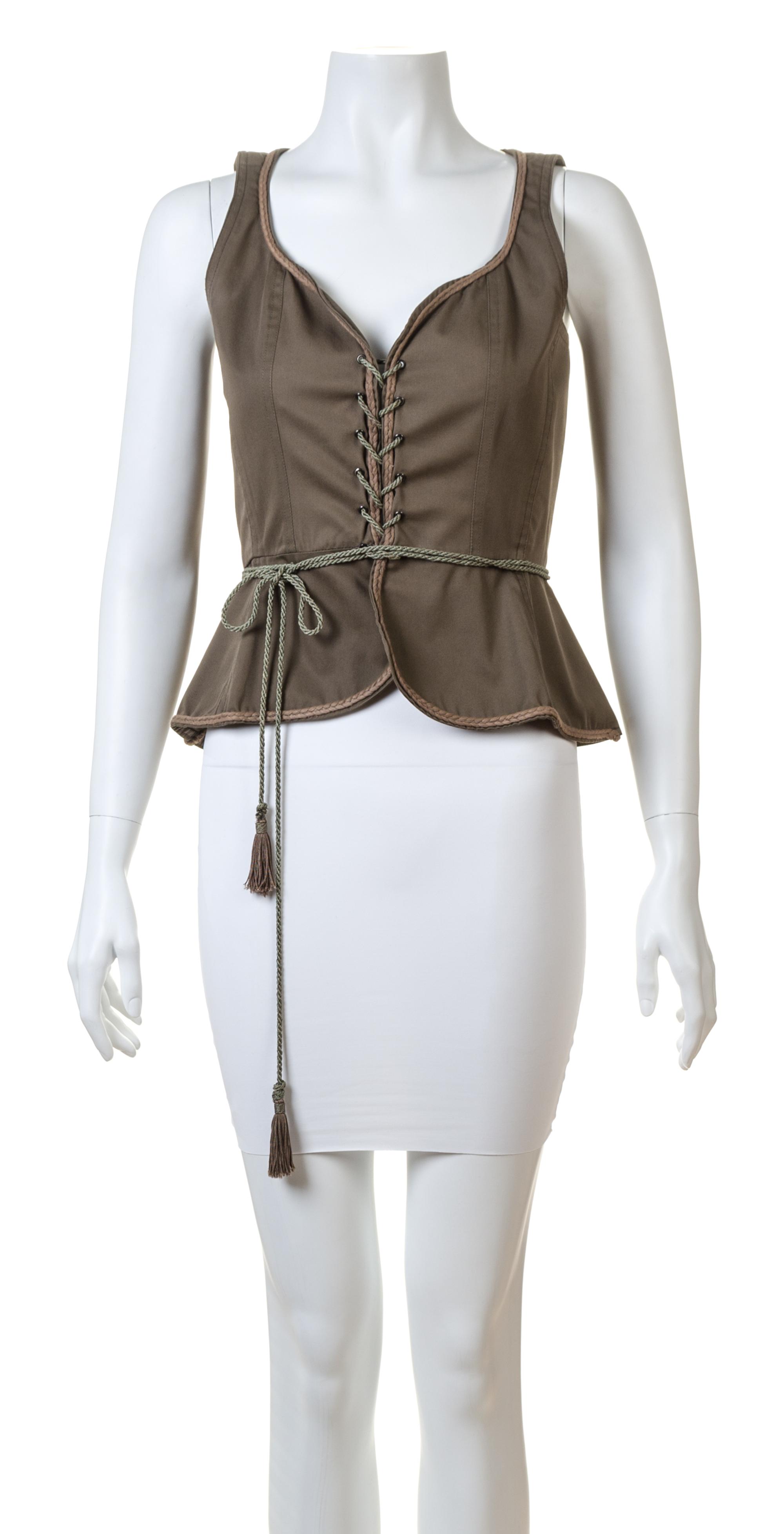 A Saint Laurent Army Green Cotton Vest, Size 38.