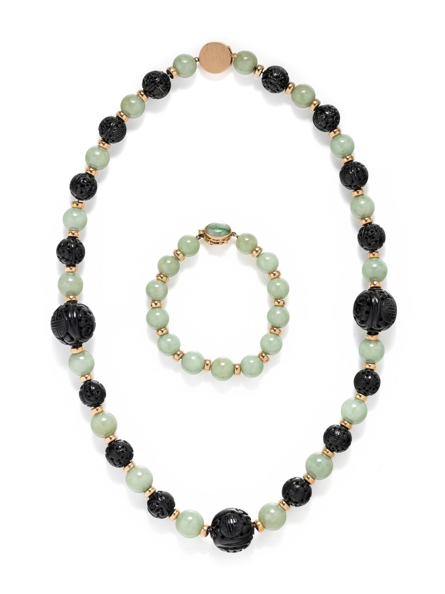 COLLECTION OF JADE BEAD JEWELRY