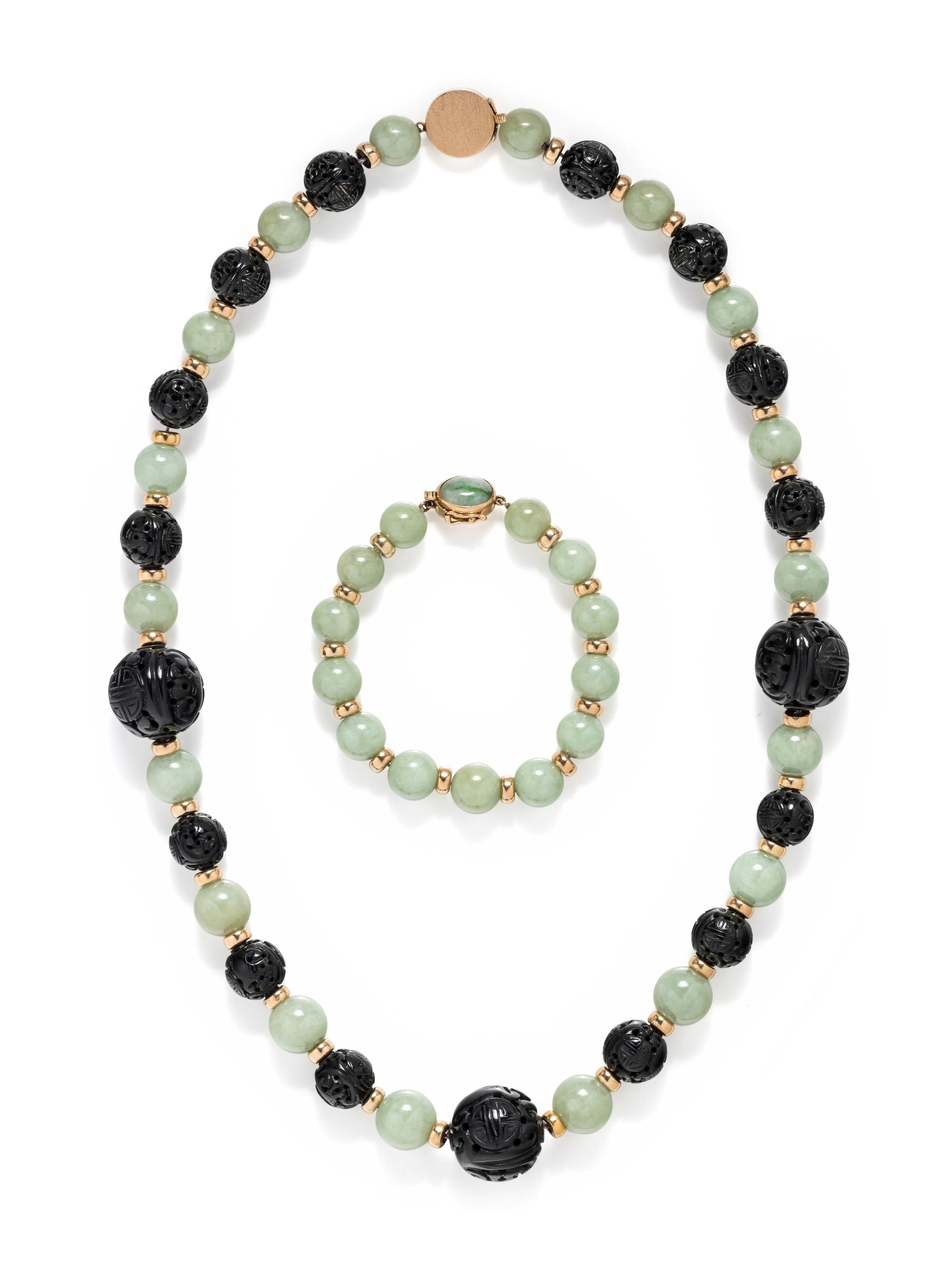 COLLECTION OF JADE BEAD JEWELRY