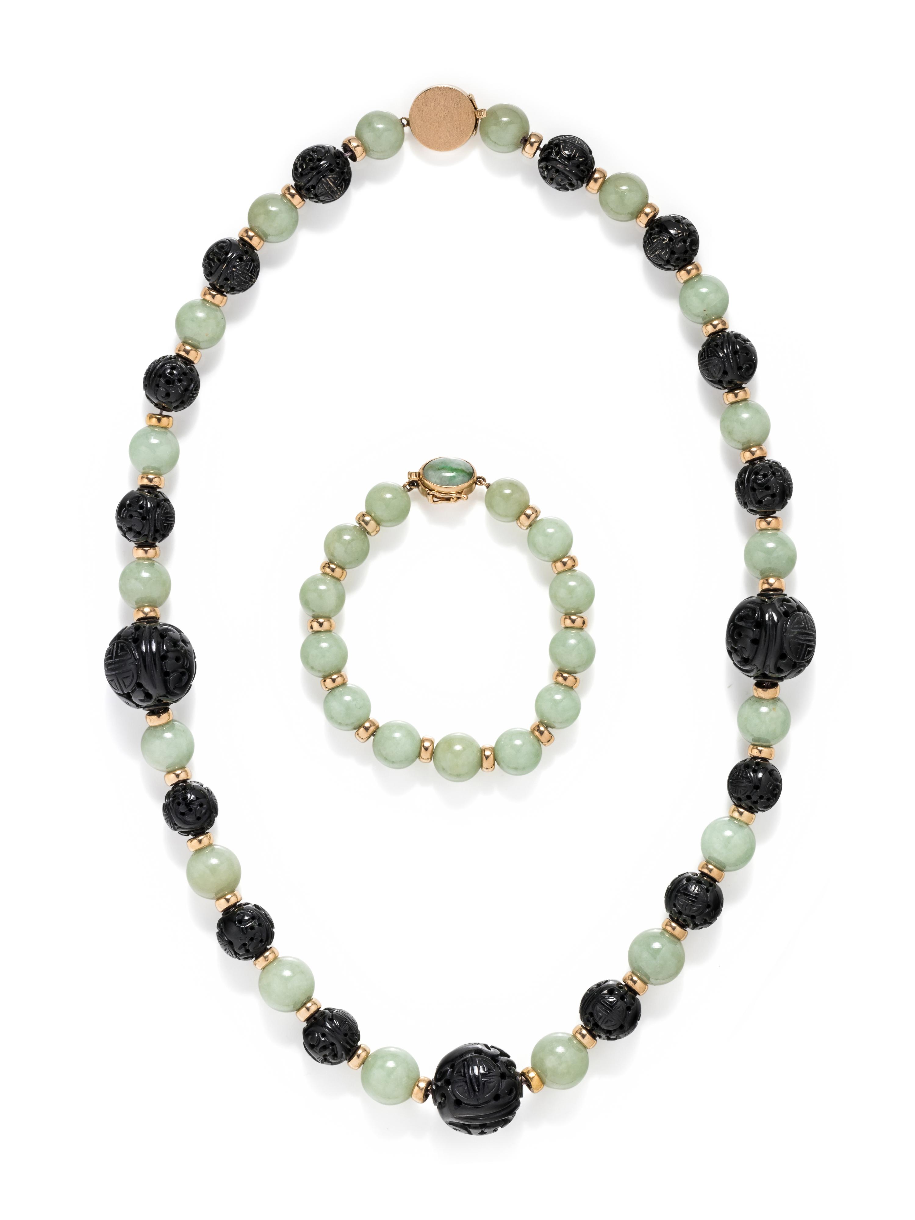 COLLECTION OF JADE BEAD JEWELRY
