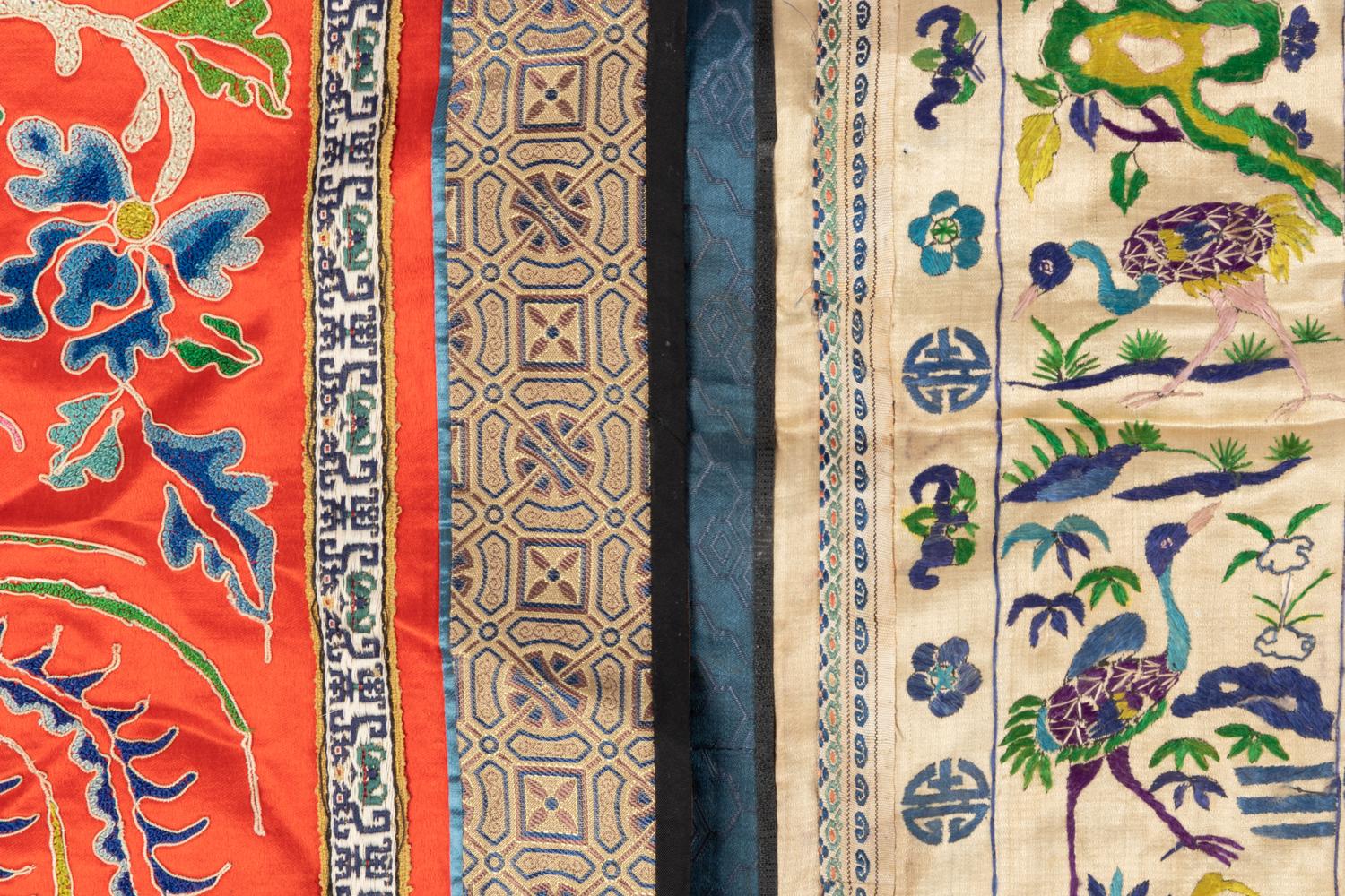 Twelve Embroidered Silk Panels