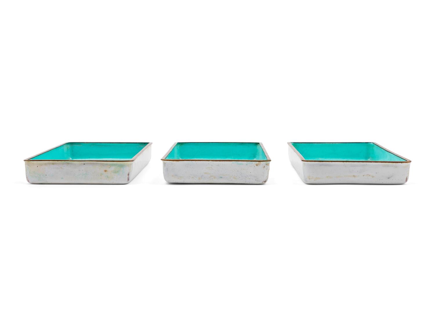 Three Chinese Painted Enamel Plates