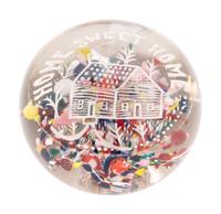Three American Frit Home Sweet Home Motto Over Speckled Ground Glass Paperweights
