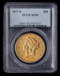 A United States 1877-S Liberty Head $20 Gold Coin