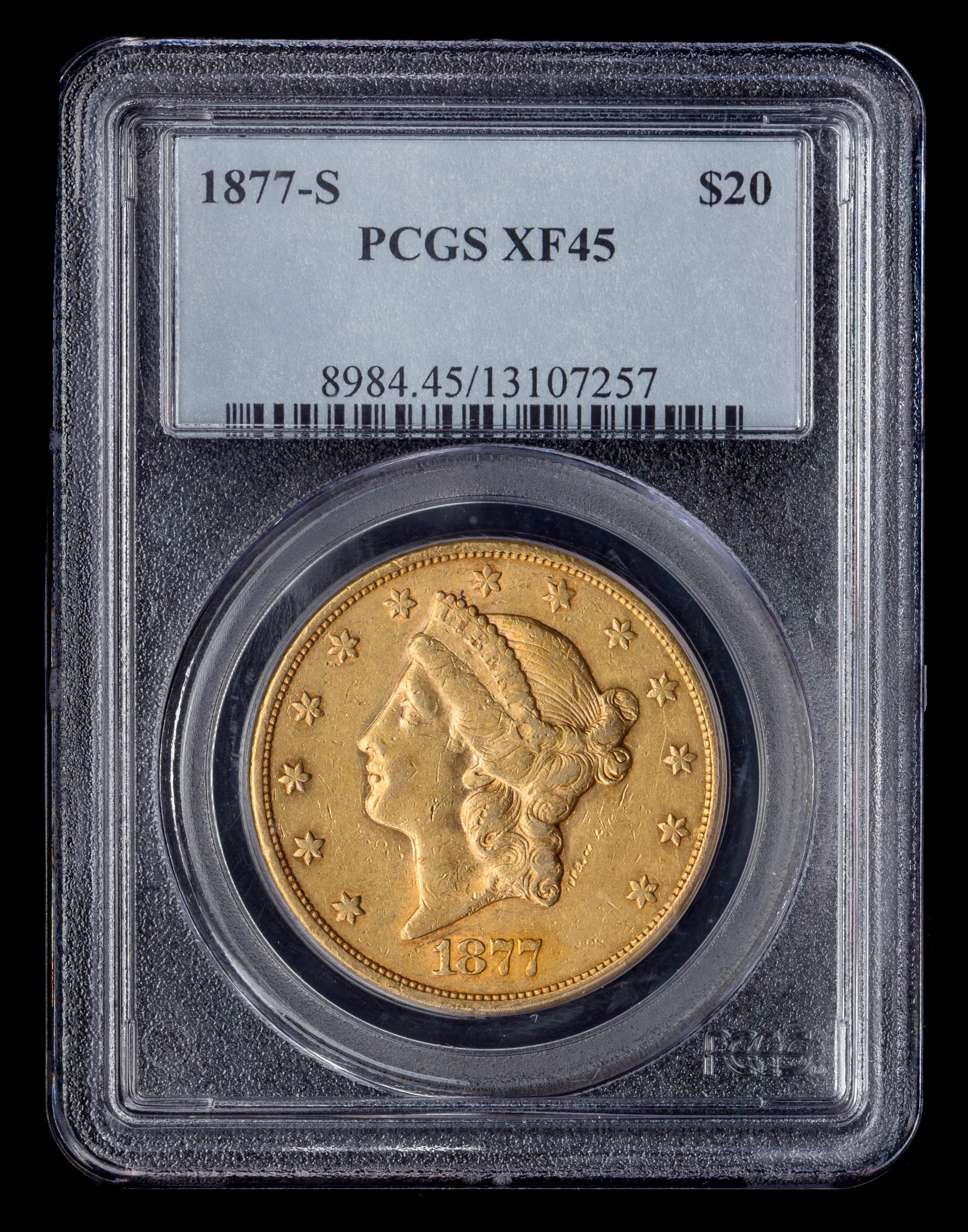 A United States 1877-S Liberty Head $20 Gold Coin