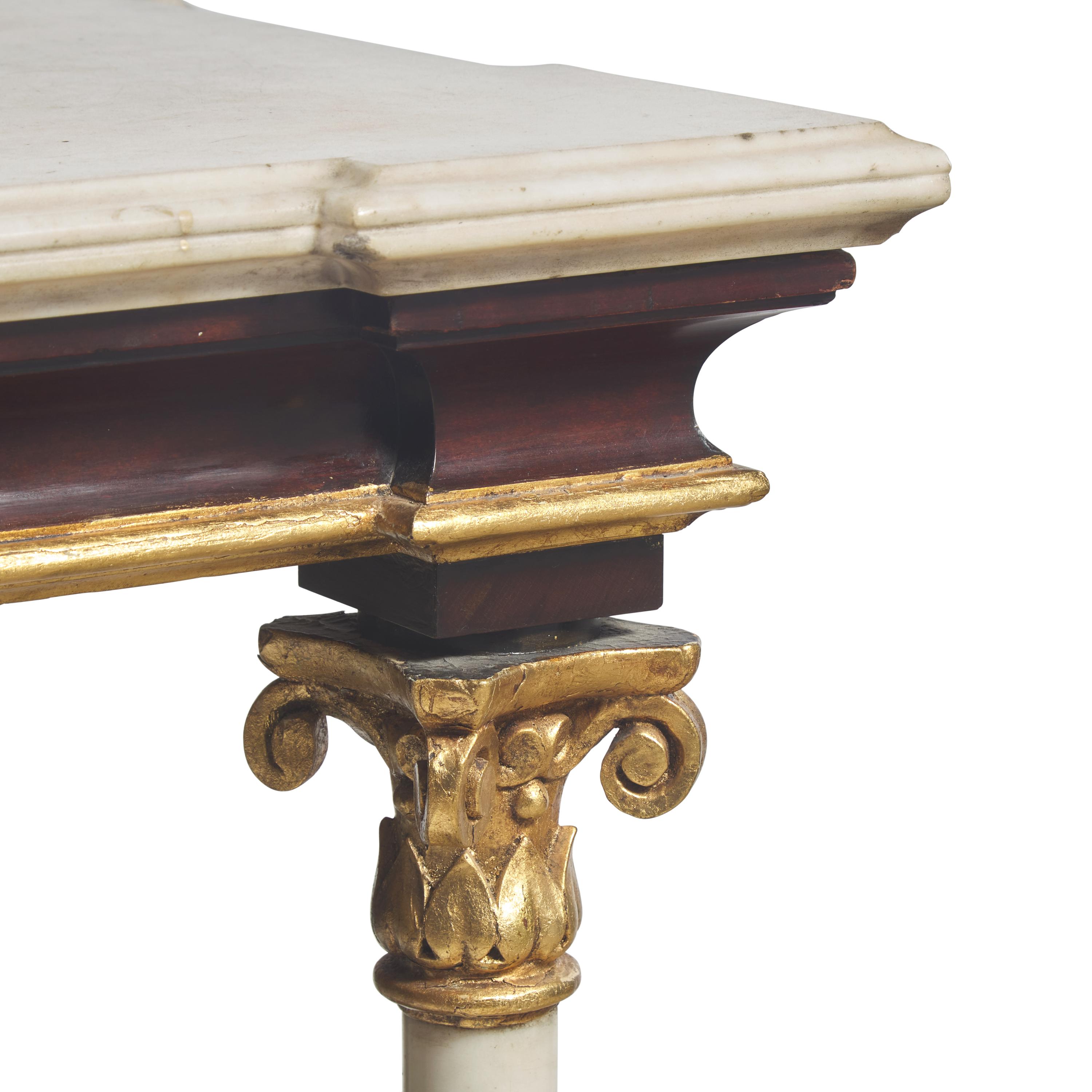 A Classical Parcel Gilt and Marble Mounted Mahogany Pier Table