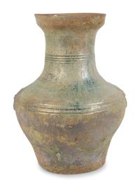A Chinese Light Green-Glazed Terracotta Hu-Form Vase — HAN DYNASTY