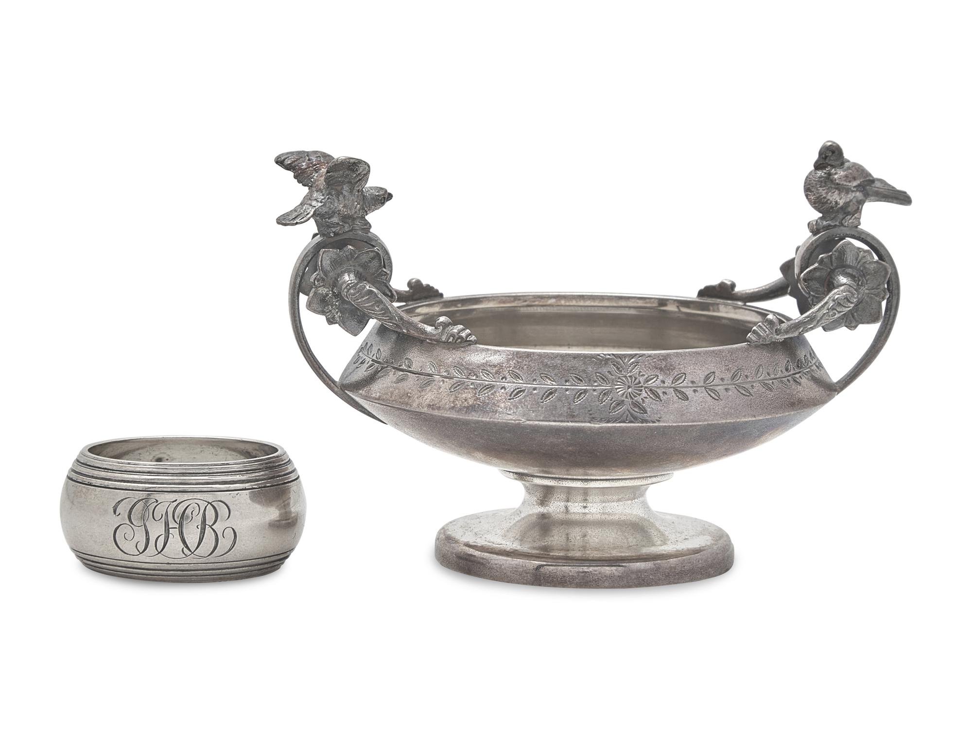 An Assembled Group of Eighteen Sterling Silver and Silver Serving Pieces, Various Makers, Late 19th / Early 20th Century