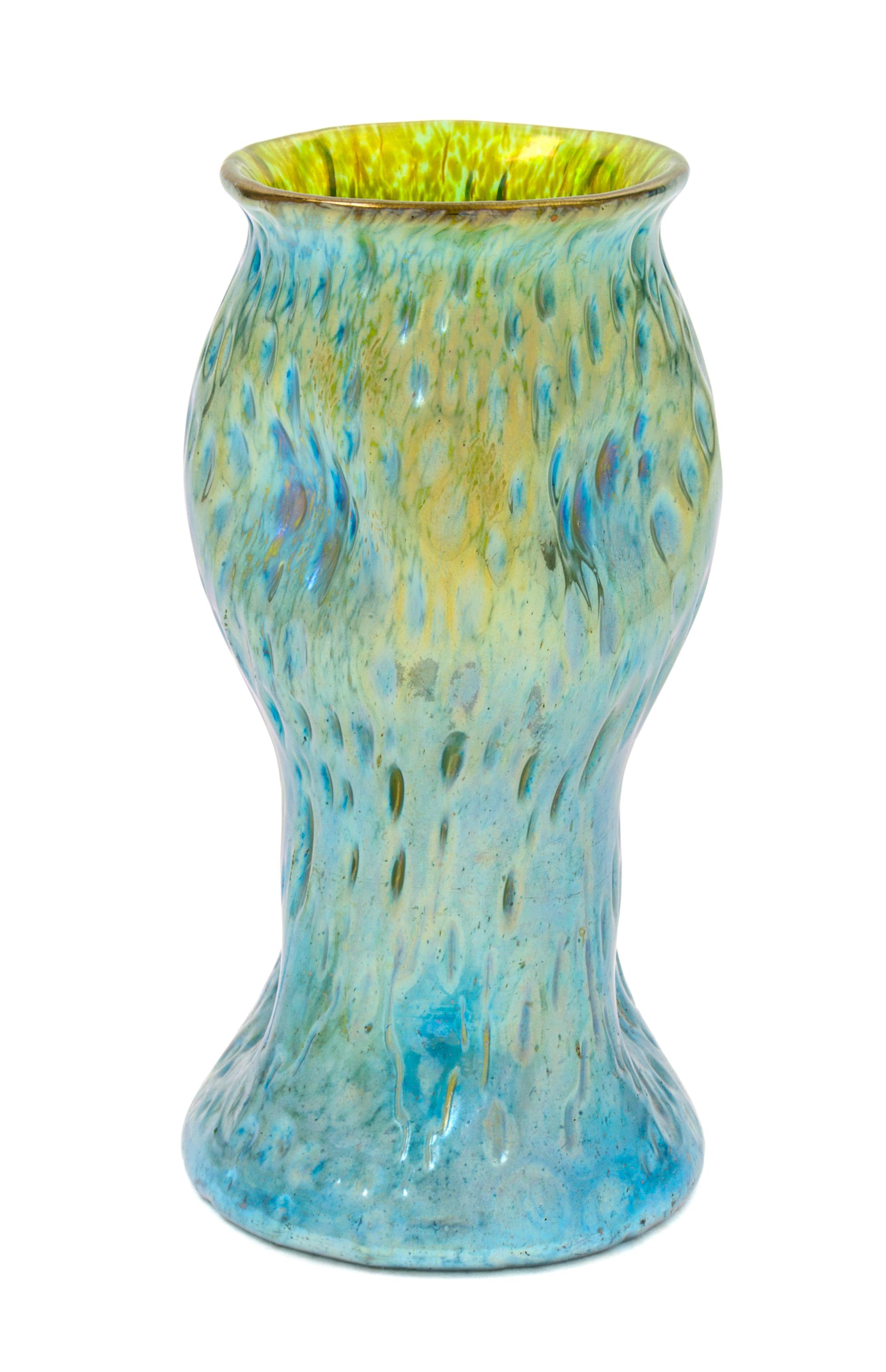 A Loetz Glass Vase Height 5 3/4 inches.