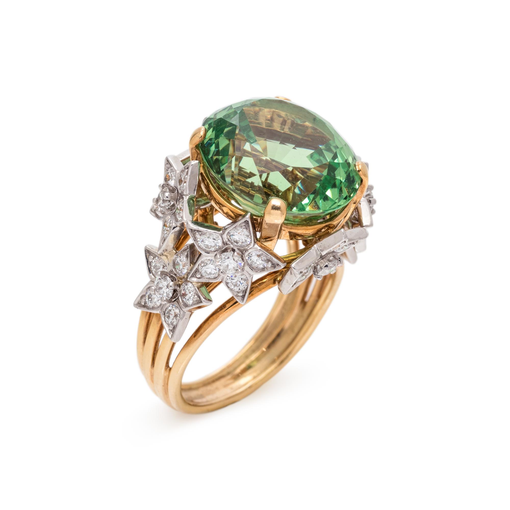 TIFFANY & CO., SCHLUMBERGER, GROSSULARITE GARNET AND DIAMOND RING