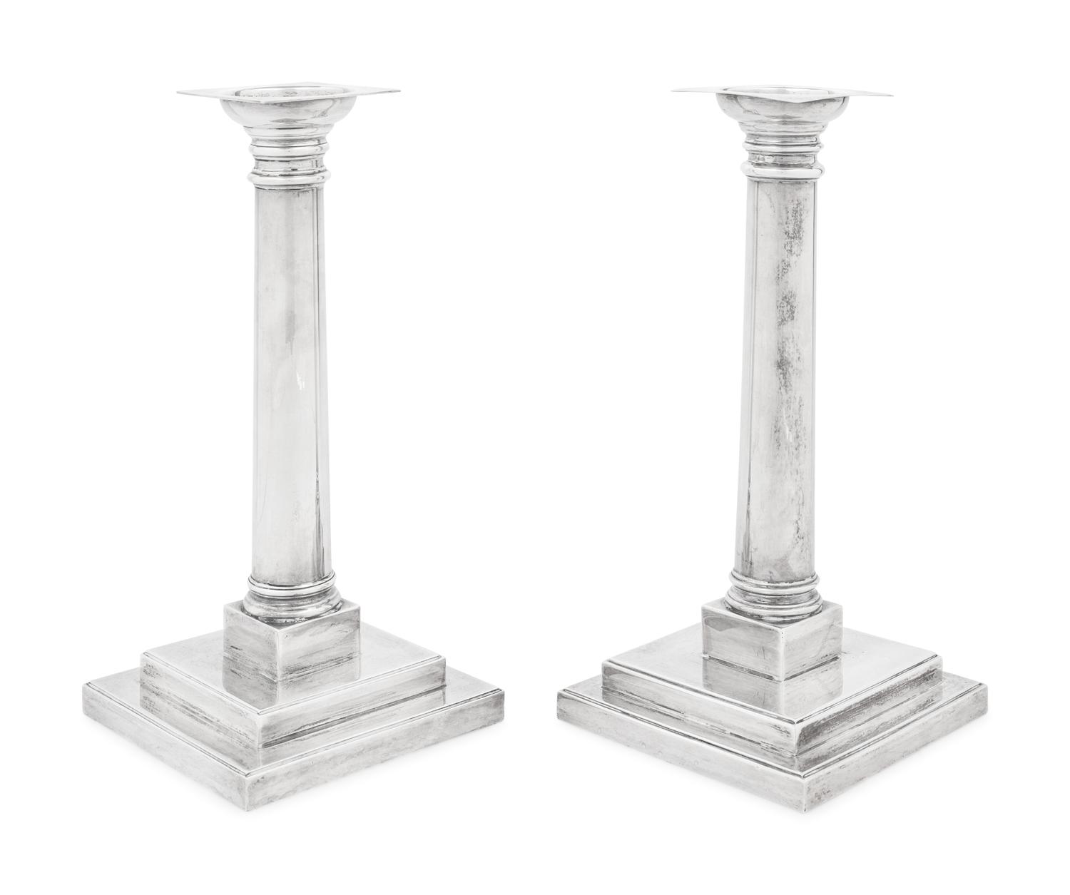 A Pair of Tiffany and Co. Silver Candlesticks