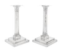 A Pair of Tiffany and Co. Silver Candlesticks