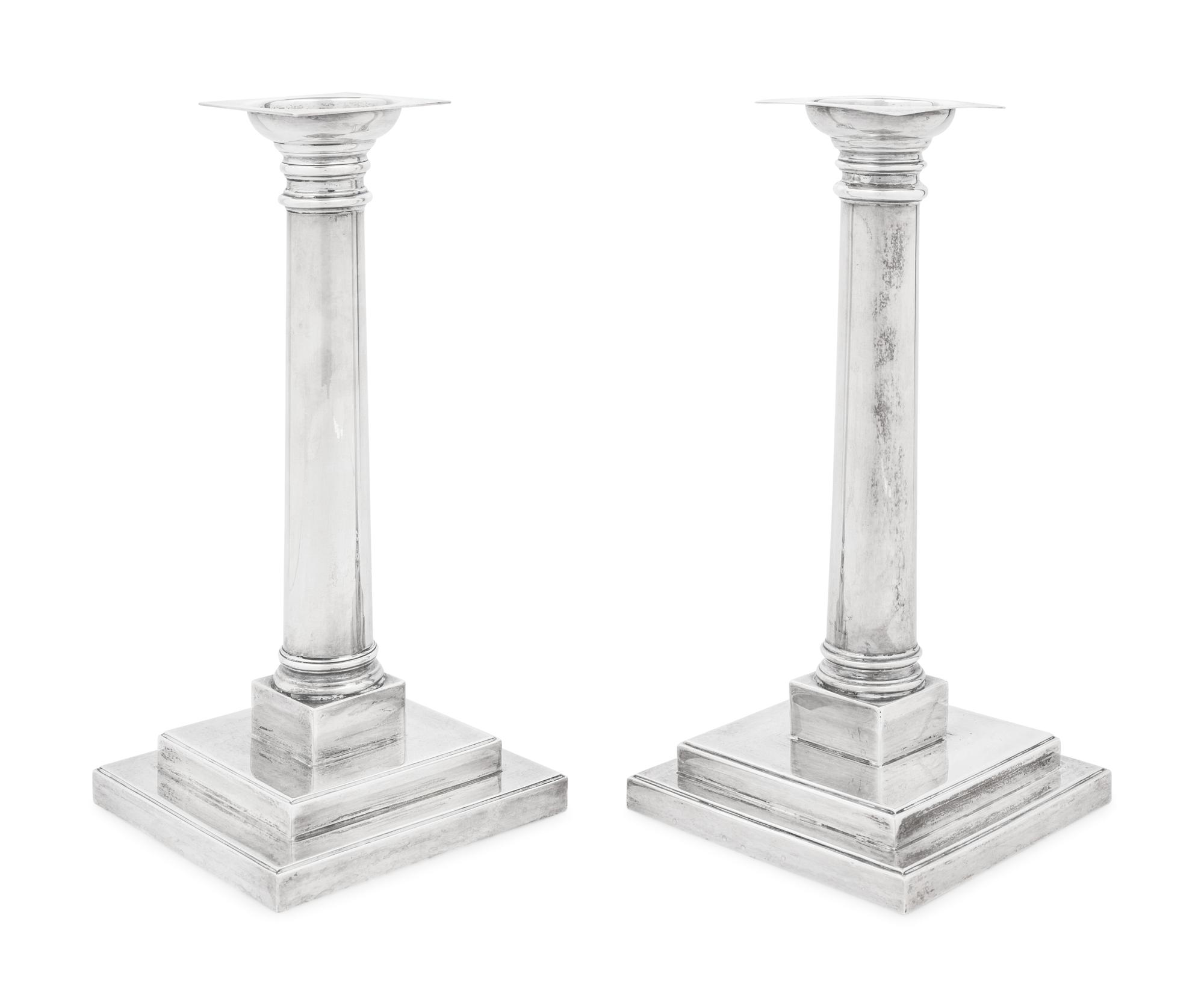 A Pair of Tiffany and Co. Silver Candlesticks