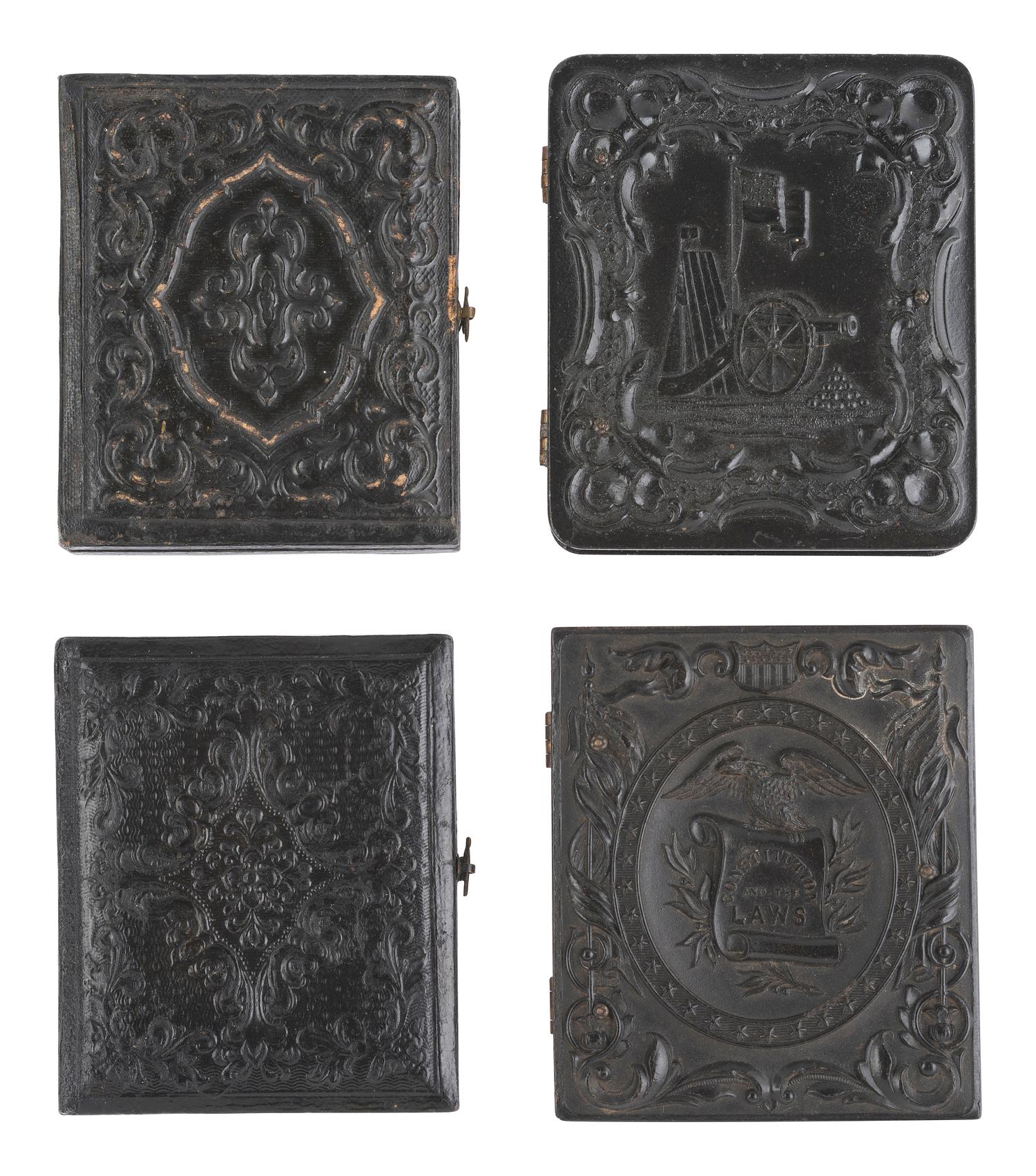 [CIVIL WAR]. A group of 4 ninth plate ambrotypes and tintypes of soldiers.
