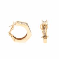 Diamond and Yellow Gold Hoop Earrings