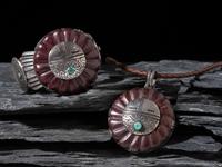 Matching Tufa Cast Silver Yei Cuff Bracelet and Necklace Suite