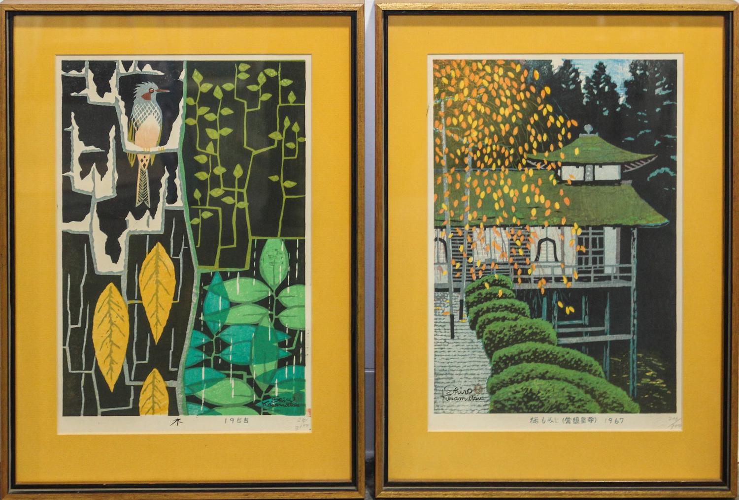 Two Japanese Woodblock Prints 15 x 10 inches. — SHIRO KASAMATSU (1898-1991)