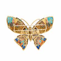 ENAMEL, DIAMOND, AND YELLOW GOLD BUTTERFLY BROOCH