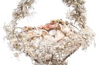 A Victorian Shellwork Basket of Flowers