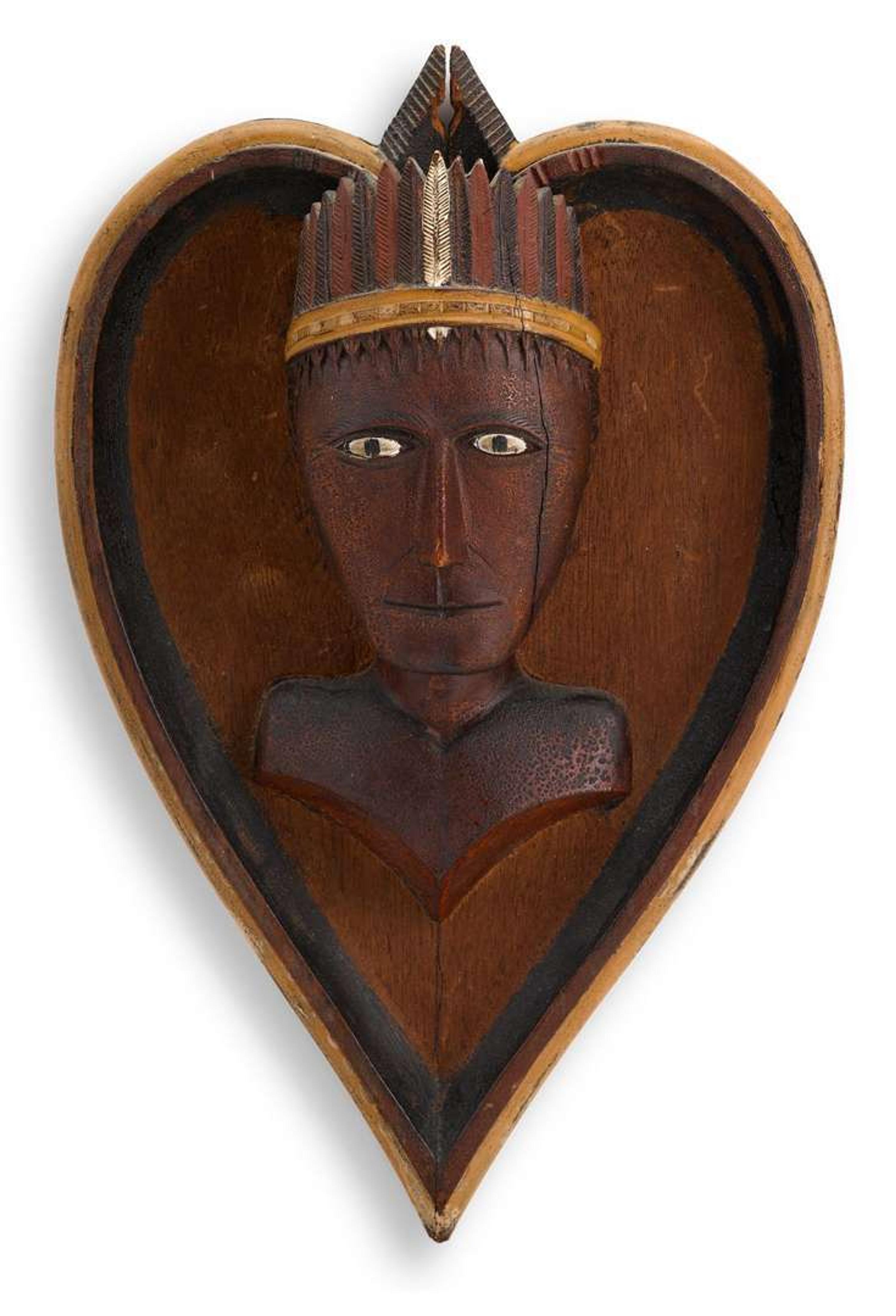 Carved and painted hanging match safe 19th century