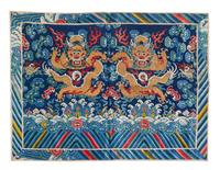 Three Embroidered Silk 'Dragon' Panels
