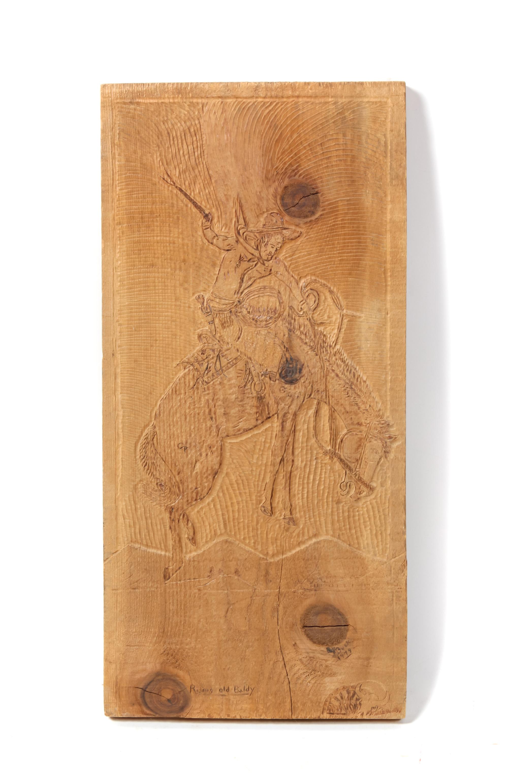 Decorative Carved Wood Western Panel Height 24 x width 11 1/2 inches