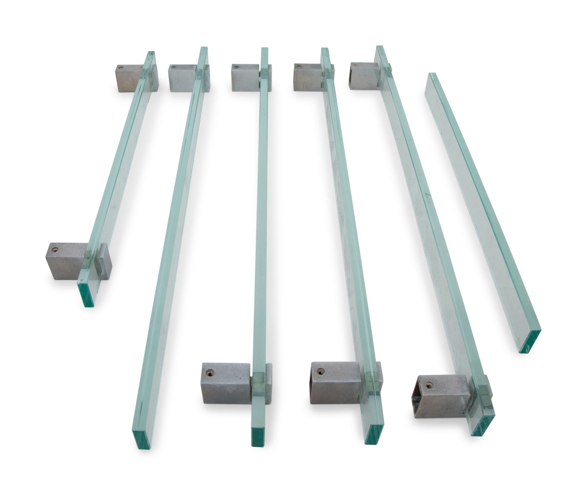 A Group of Five Fontana Arte Clear Crystal Towel Bars with Chrome Mounts — 20TH CENTURY