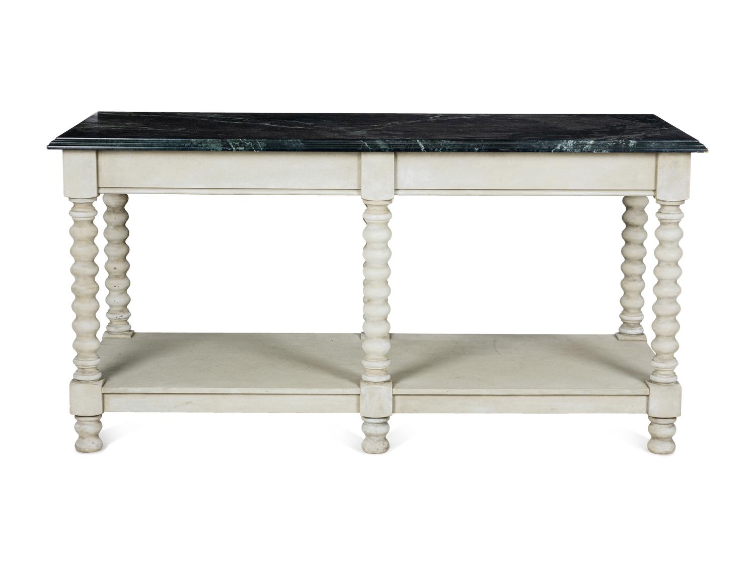 An Italian Baroque Style Painted Faux Marble-Top Console Table