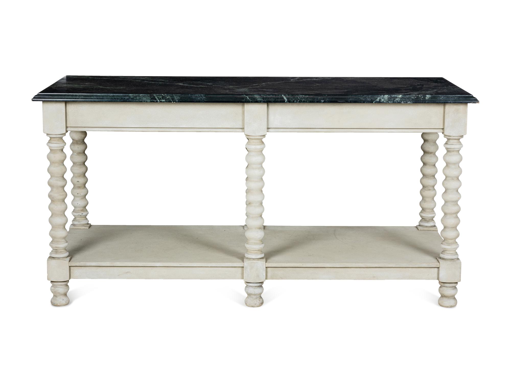 An Italian Baroque Style Painted Faux Marble-Top Console Table