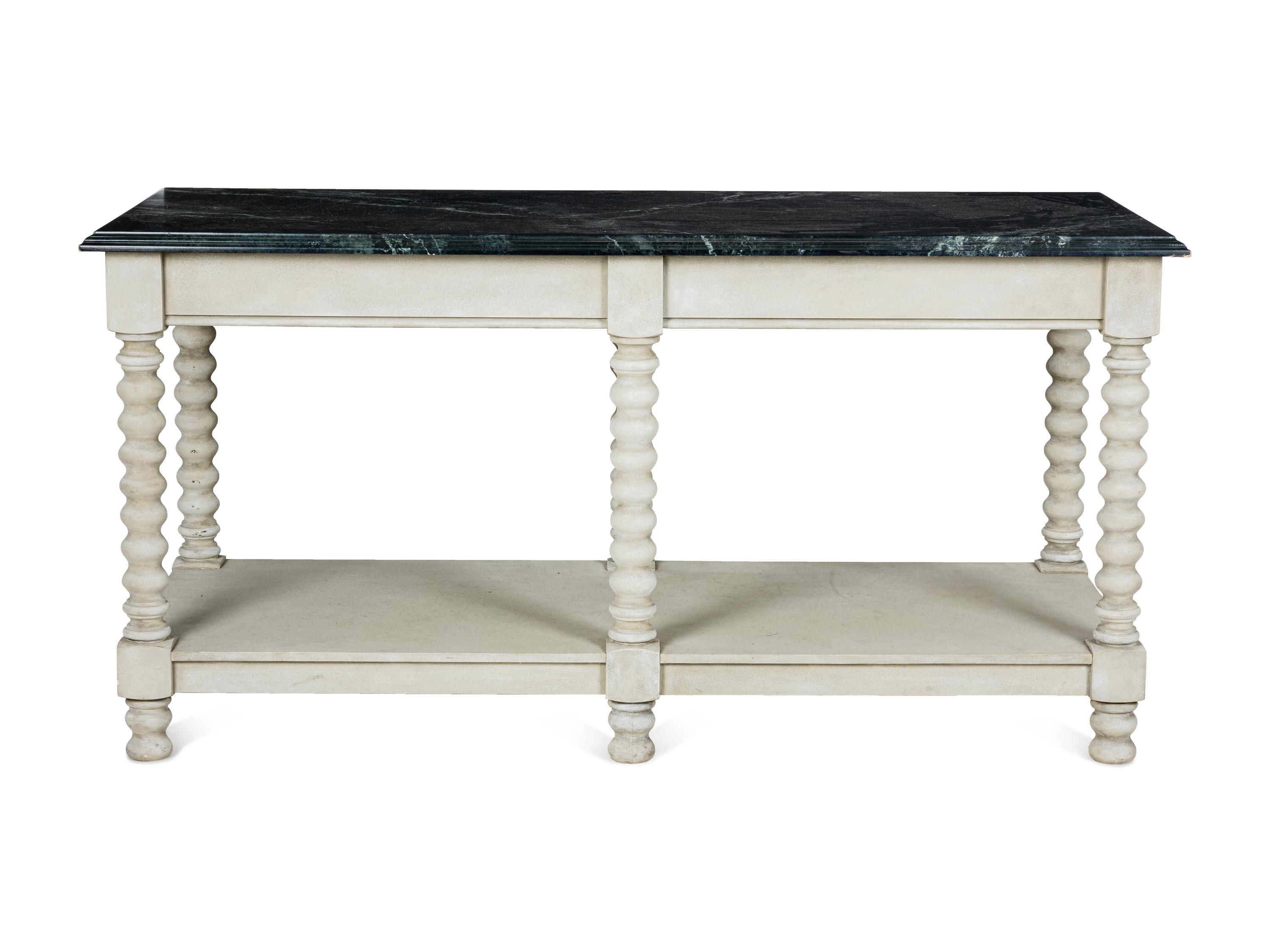 An Italian Baroque Style Painted Faux Marble-Top Console Table