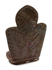 A Carved Ruby-Zoisite Figure of a Seated Deity