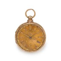 BRITISH, 18K YELLOW GOLD OPEN FACE POCKET WATCH