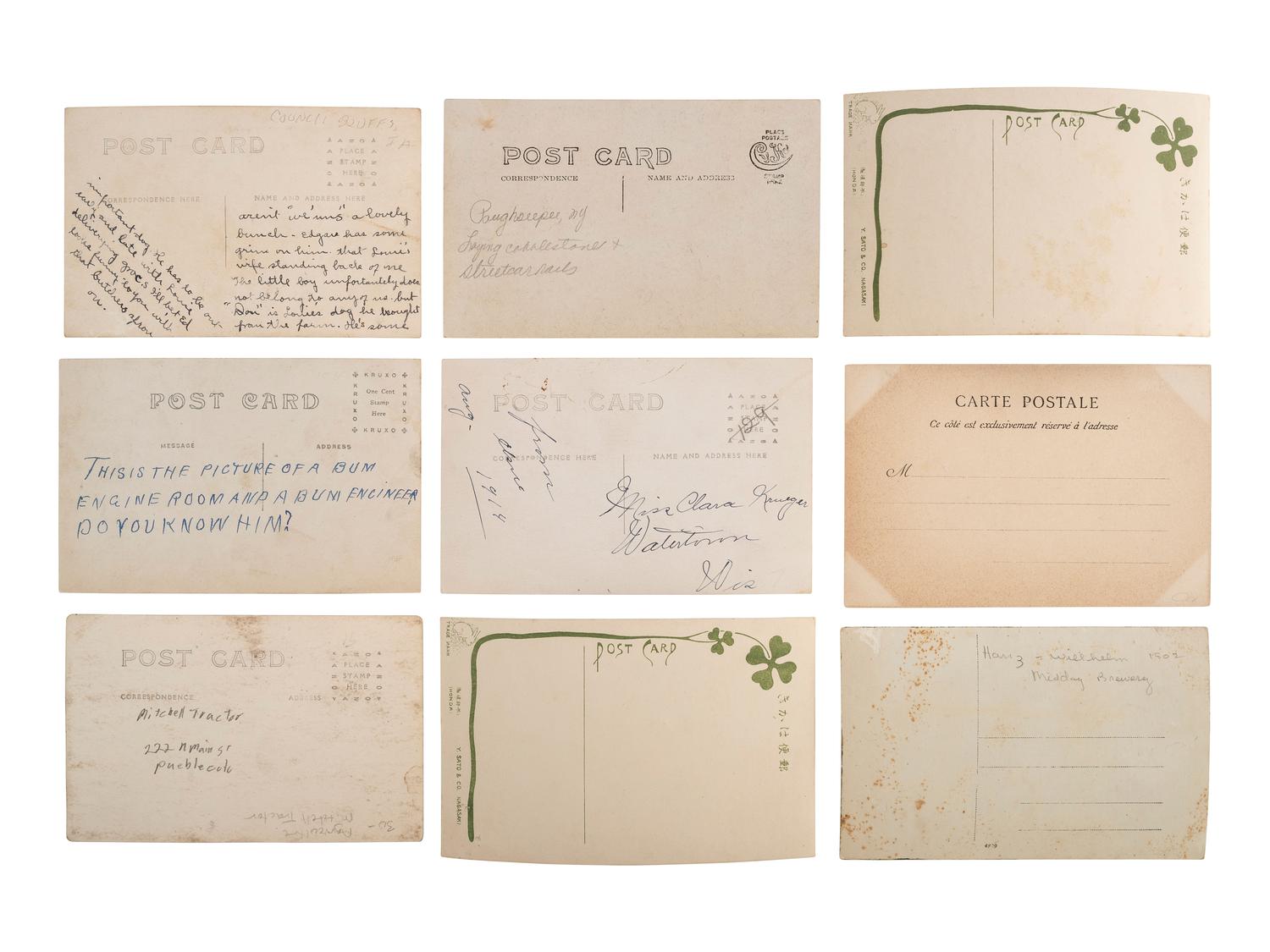[EARLY PHOTOGRAPHY]. A group of 34 occupational real photo postcards, incl. artists, lecturers, lumberjacks, farmers, female telephone operators, factory workers, and other laborers.