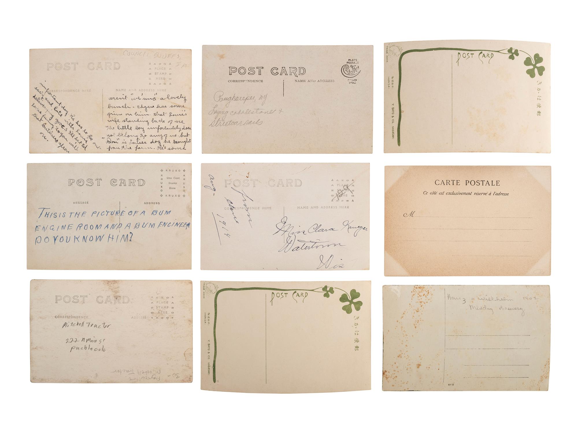 [EARLY PHOTOGRAPHY]. A group of 34 occupational real photo postcards, incl. artists, lecturers, lumberjacks, farmers, female telephone operators, factory workers, and other laborers.