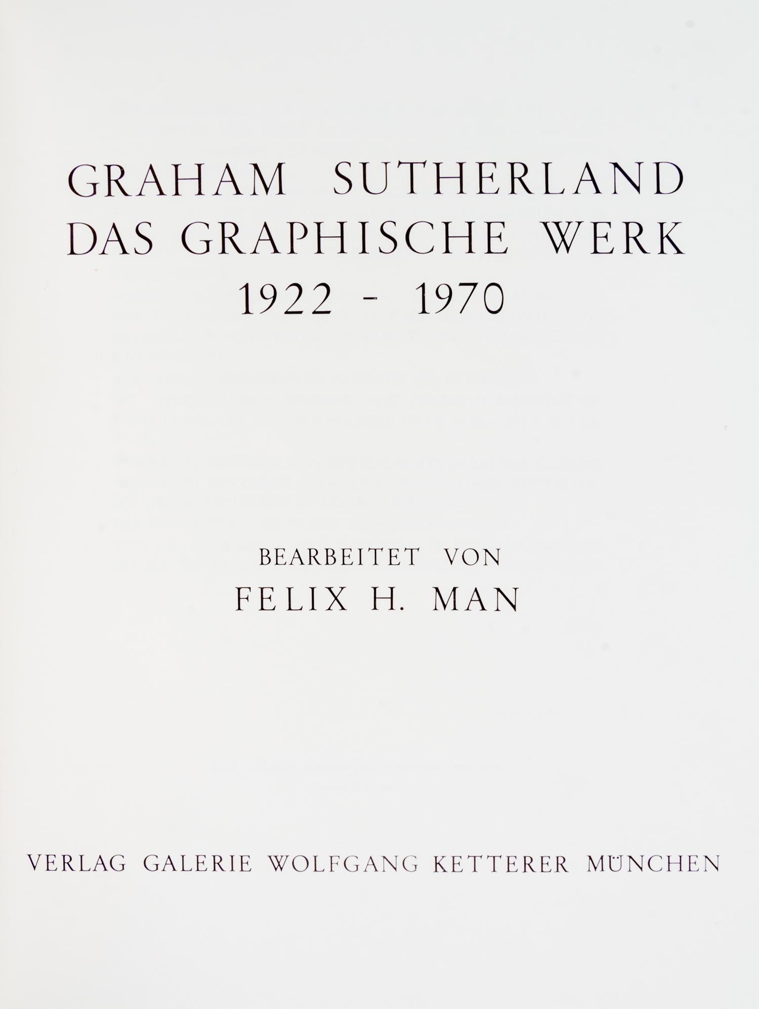 (SUTHERLAND, GRAHAM) ARCANGELI, FRANCESCO. Graham Sutherland. NY, 1973. With original lithograph (with one other title, 2 works)