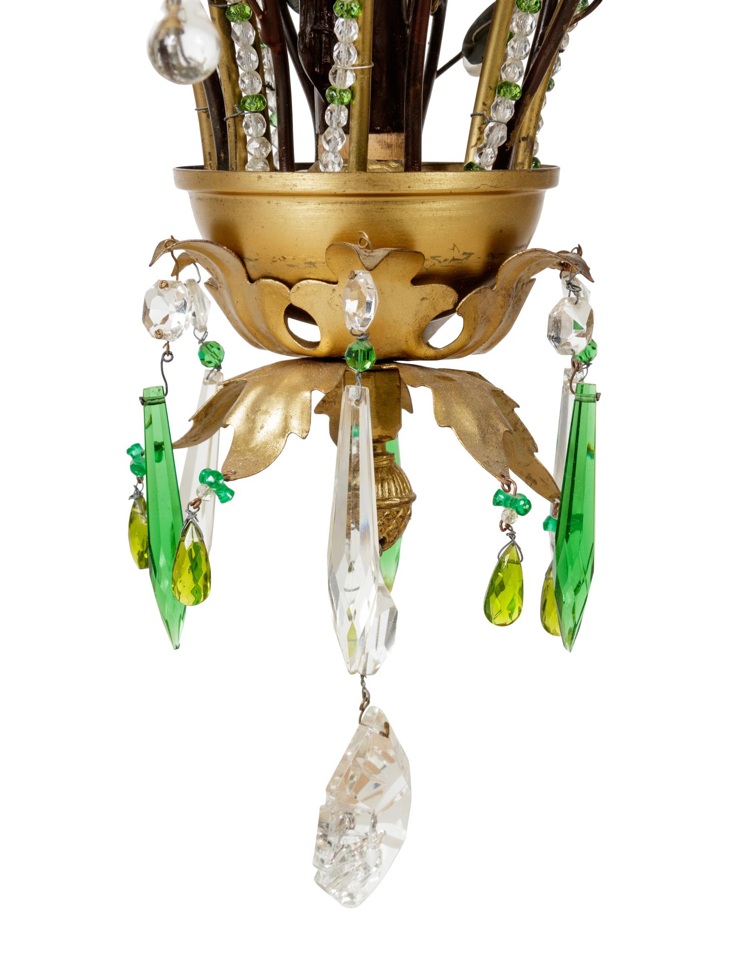 A Continental Brass and Cut Glass Eight-Light Chandelier