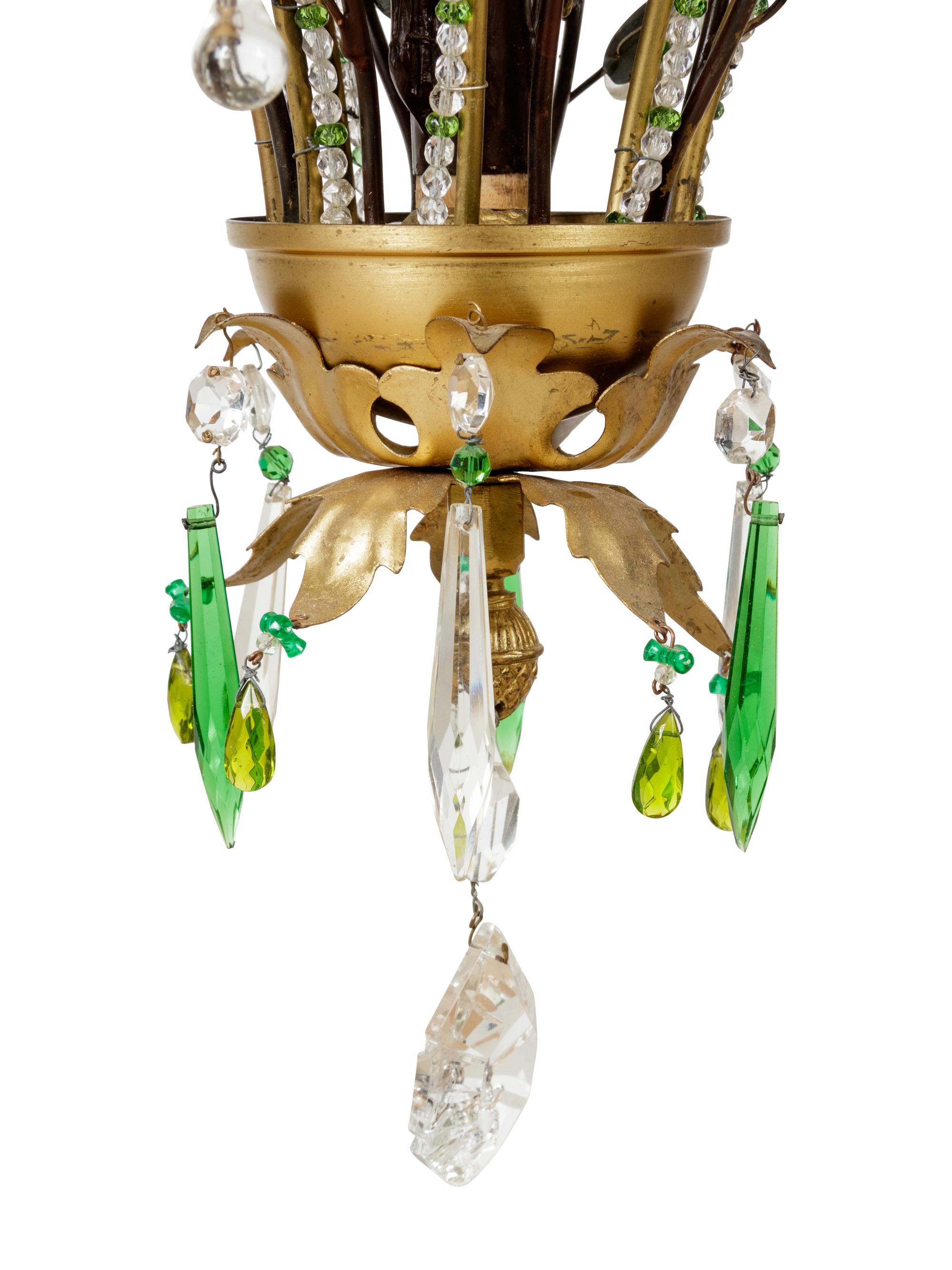 A Continental Brass and Cut Glass Eight-Light Chandelier