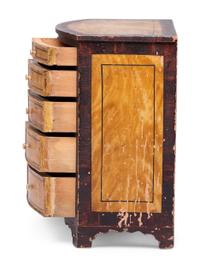 A Hepplewhite Bow Front Paint Decorated Miniature Chest