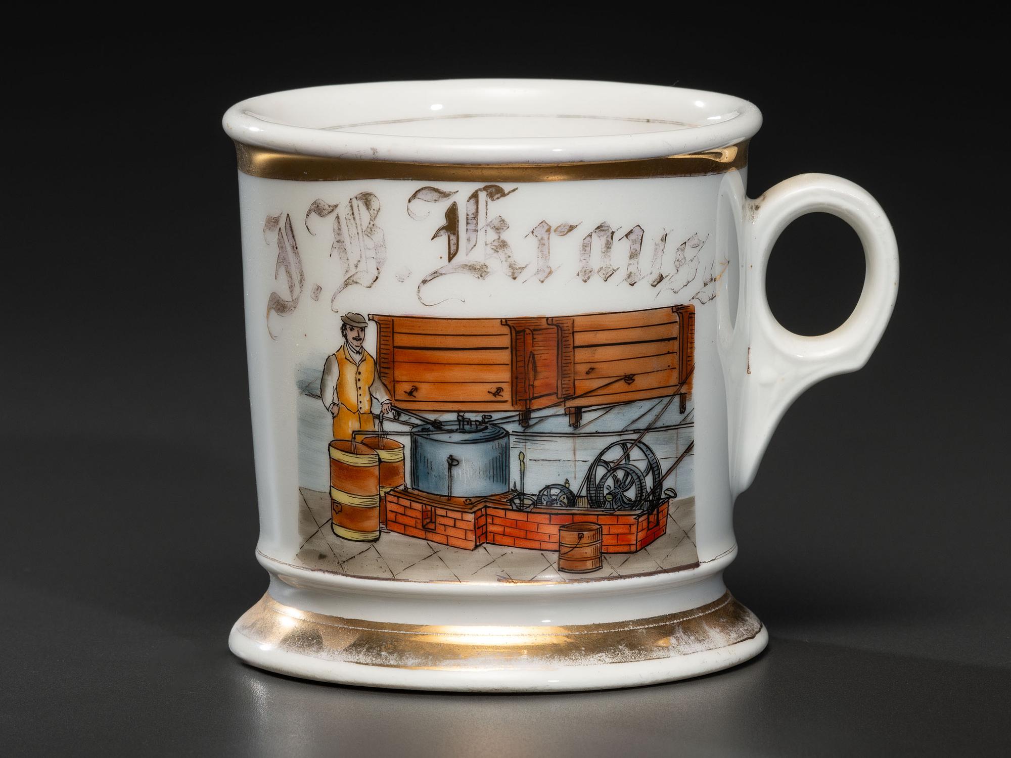 A Creamery Separator's Porcelain Occupational Shaving Mug