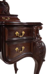 An English Mahogany Dressing Table with a Three-Part Mirror