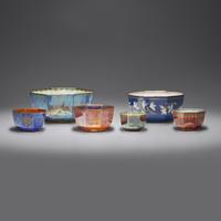 Group of 6 Fairyland Lustre bowls