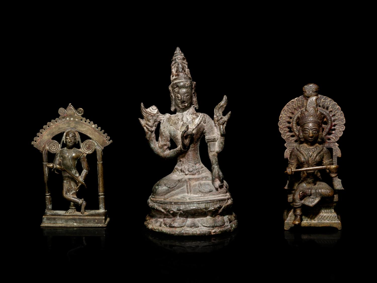 Three Southeast Asian Bronze Figures of Deities