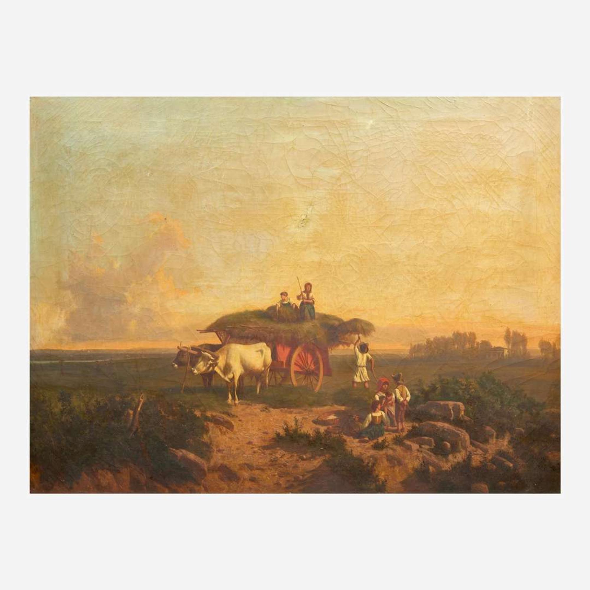 Continental School 19th century Two Works: Figures in Pastoral Landscapes
